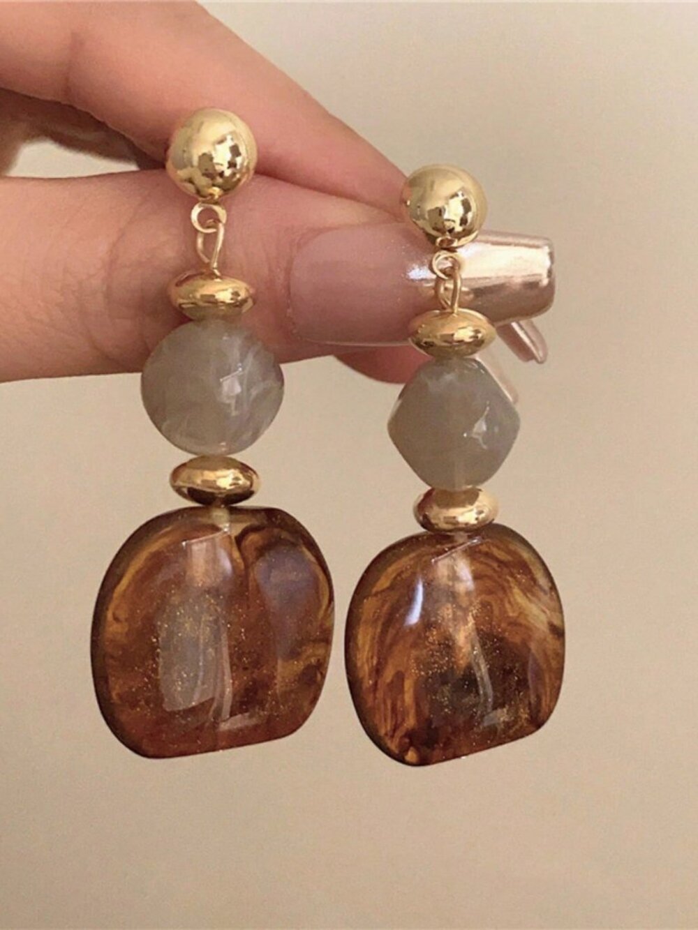 Coffee Boho Women's Resin Acrylic Pendant Earrings